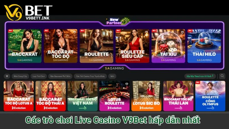 Các trò chơi Live Casino V9Bet hấp dẫn nhất