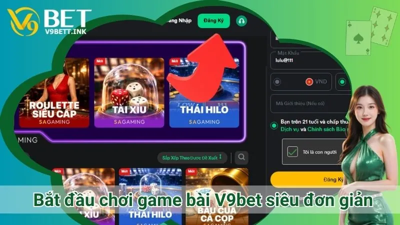 Bắt đầu chơi game bài V9bet siêu đơn giản