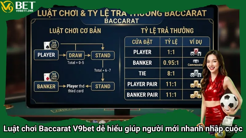 Luật chơi Baccarat V9bet dễ hiểu giúp người mới nhanh nhập cuộc
