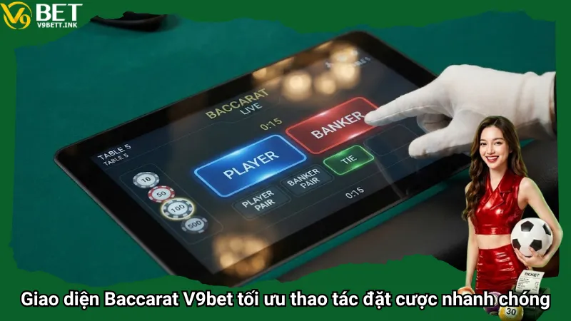 Giao diện Baccarat V9bet tối ưu thao tác đặt cược nhanh chóng